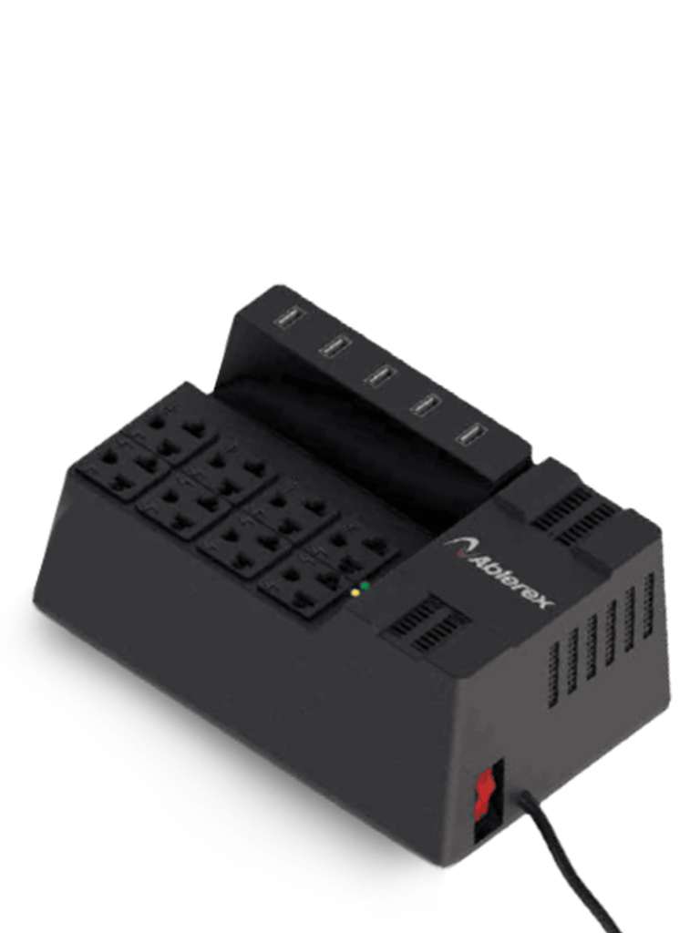 ABLEREX - AB-R1208USB - Regulador 1200VA / 600W / 8 Salidas NEMA 5-15R / 5 USB puertos de carga. MCI1 ABLEREXHOT
