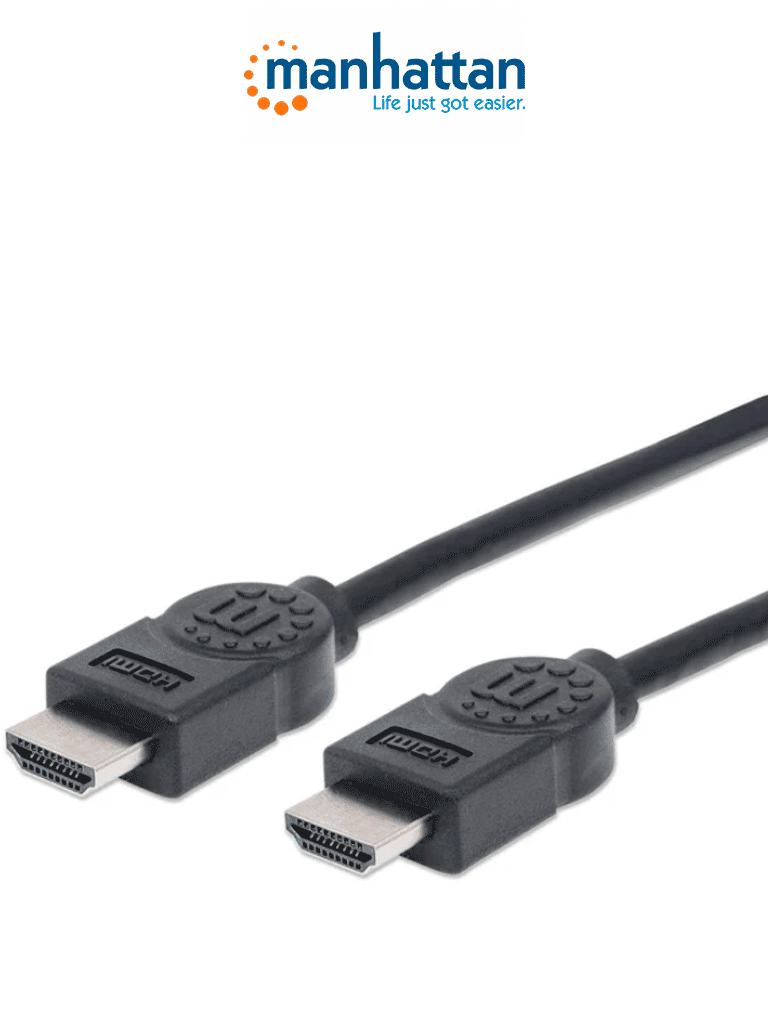 MANHATTAN 306119- Cable HDMI de Alta Velocidad de 1.8 Metros/ Resolución 4k@30Hz/ Soporta 3D/ HDMI Macho a Macho/ Soporta Canal de Retorno de Audio ARC/ Blindado para Reducir Interferencia/