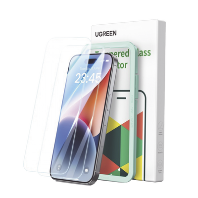 Protector de pantalla UGREEN HD con marco de instalación para iPhone 16 Pro Max (paquete de 2)