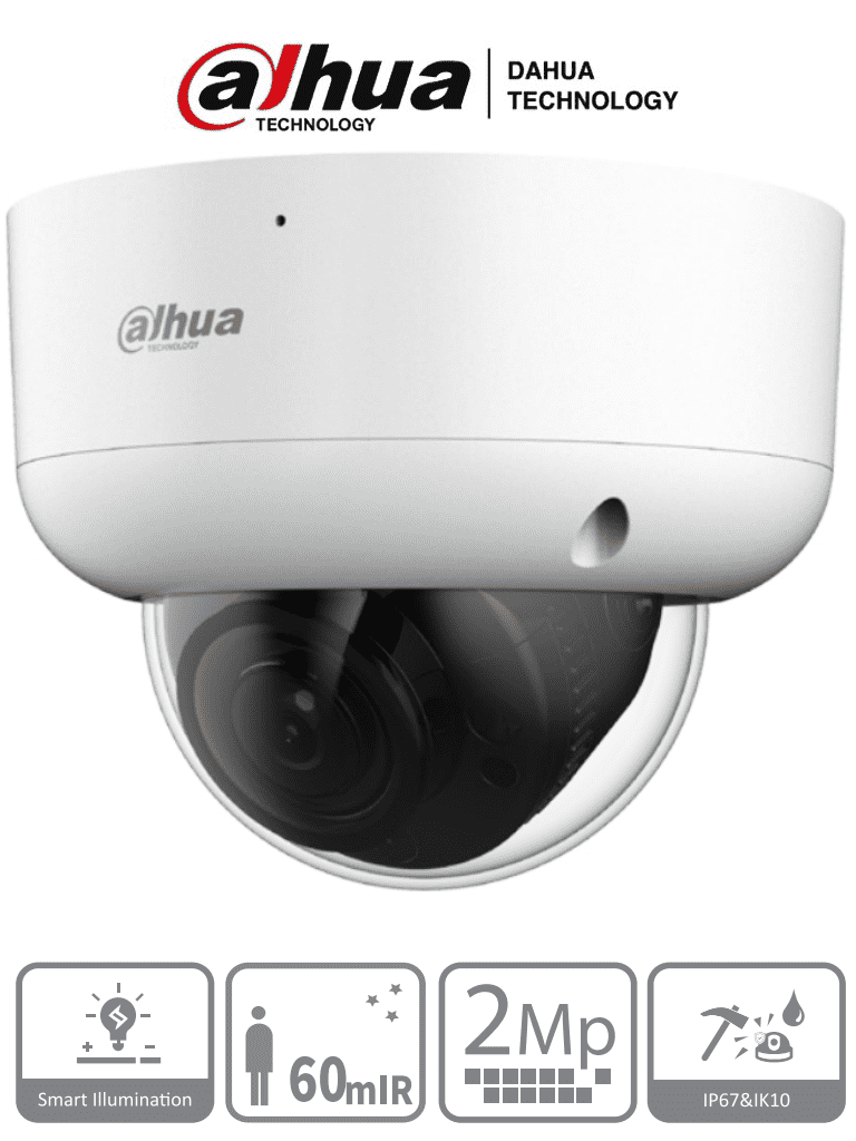 DAHUA DH-HAC-HDBW1200RAN-Z - Camara Domo Antivandalica de 2 Megapixeles/ Lente Motorizado de 2.7mm a 12mm/ Super Adapt/ IR de 60 Metros/ IP67/ IK10 MCI2 MCC