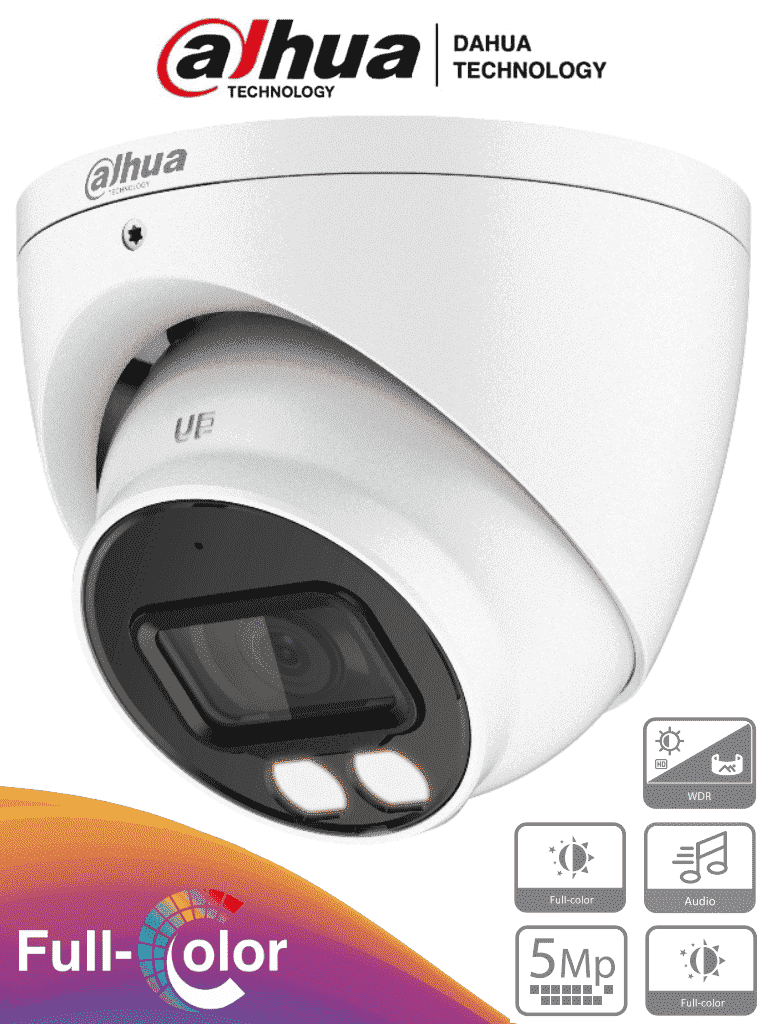 DAHUA HAC-HDW1509TN-A-LED-0360B - Cámara Domo Full Color de 5 MP con lente de 3.6 mm y micrófono integrado. Ofrece iluminación LED hasta 40 metros, tecnología Starlight y resistencia al agua IP67 HDCVI9.0 VIVA TECNOWEEN TW1