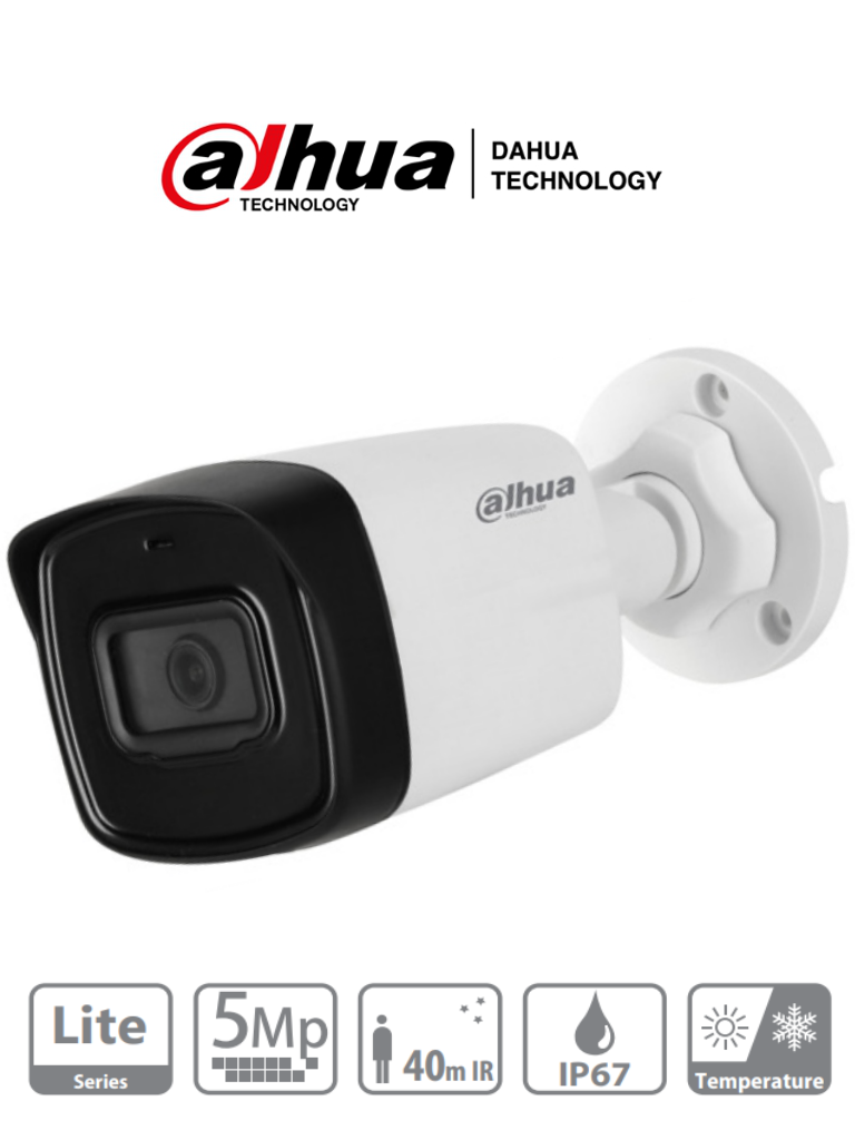DAHUA HAC-HFW1500TL-28 - Camara Bullet de 5 Megapixeles/ Lente de 2.8 mm/ 111 Grados de Apertura/ IR de 40 Mts/ IP67/ Starlight/ DWDR/ Soporta: CVI/CVBS/AHD/TVI1CM MCI2 MDM MCC