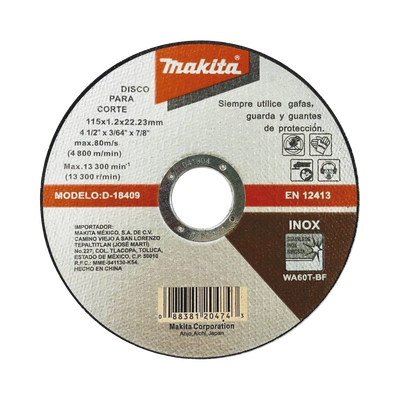 Disco de Corte de 7/8 de acero inoxidable, diámetro de 4-1/2