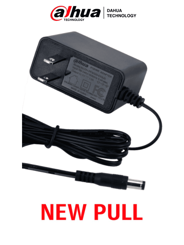DAHUA FUENTEKIT - Fuente de Poder de 12 Vcc 1.5 Amper NewPull / FCC, EN6236B/ Entrada de 100-240 VAC/ Protección de Sobre Corriente y Voltaje/ Cable de 1.5 Mts/ Especial para Camaras de CCTV NEWP