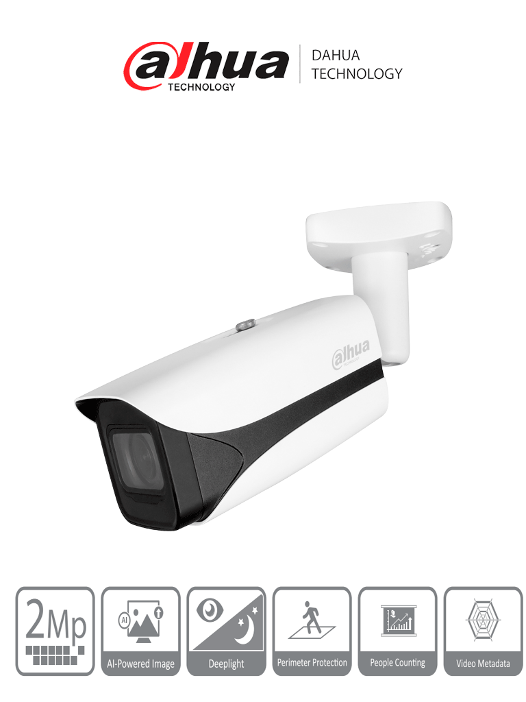 DAHUA IPC-HFW5241E-ZE - Camara IP Bullet 2 MP/ WizMind S/ IA Face Detection/ IR 60 mts/ Motorizado 2.7 mm–13.5 mm/ Aprendizaje Profundo/ E&S Alarma y Audio/ SMD3.0/ IP67/ IK10 IMD MCI2 IPMC