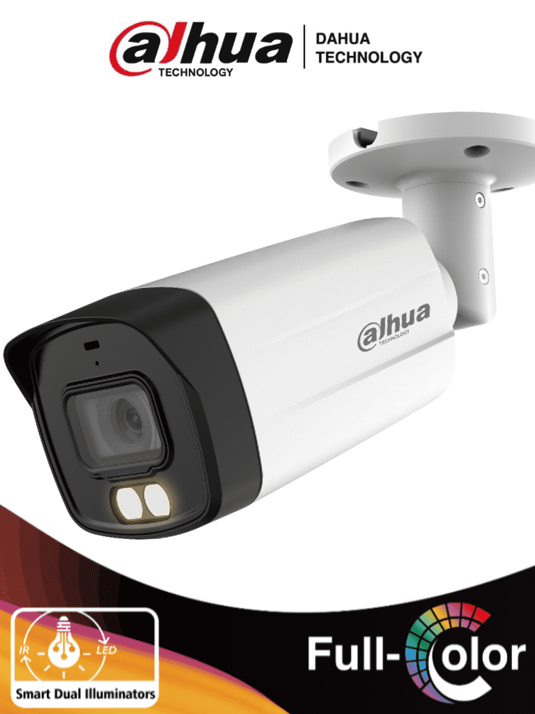 DAHUA HAC-HFW1509TMN-IL-A - Cámara Bullet de 5 MP con Iluminador Dual Inteligente y Full Color. Equipado con lente de 2.8 mm y un ángulo de visión de 111° y con micrófono integrado. Ofrece iluminación visible hasta 40 mts, WDR de 130 dB HDCVI9.0