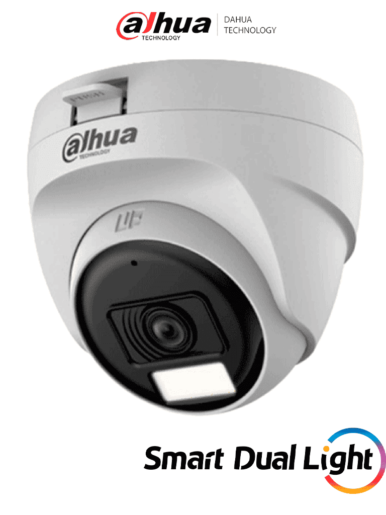 DAHUA HAC-T1A21N-U-IL-A - Cámara Domo de 2 Megapíxeles/ HDCVI X Plus/ Lente de 2.8 mm Apertura Hasta 100°/ Iluminación Dual Inteligente Hasta 25Mts con IR & 20Mts Luz Calida/ Micrófono Integrado/ Policarbonato/ LoNuevo OD