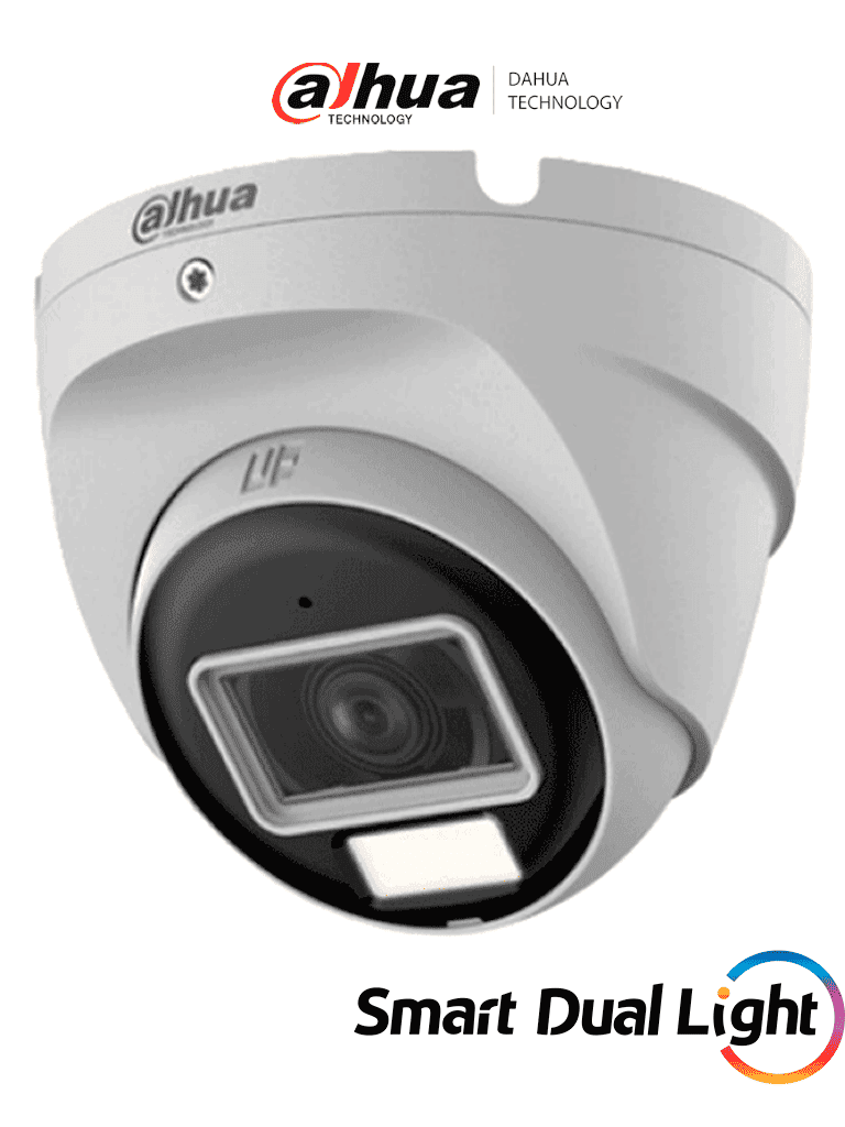 DAHUA HAC-T2A21N-U-IL-A- Cámara Domo de 2 Megapixeles/ HDCVI X Plus/ Lente de 2.8 mm con Apertura Hasta 100°/ Iluminación Inteligente Hasta 30Mts con IR + 20Mts Luz Calida/ Con Micrófono Incorporado/ Para Exterior IP67/ Metal OD CD COD
