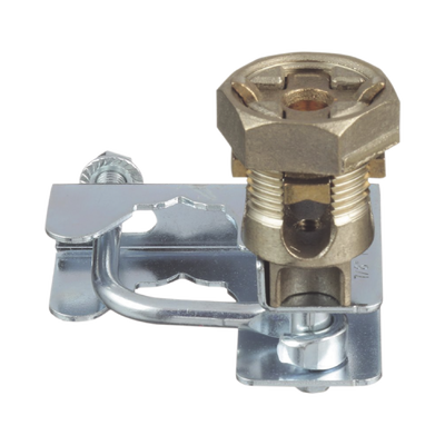Abrazadera para Tierra Física en Base de Piso Falso, para Cables de 6 a 1/0 AWG. Para Pedestales Cuadrados de 7/8 y Circulares de 1 a 1 1/8