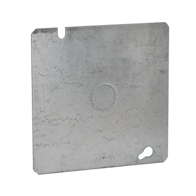 Tapa Cuadrada Plana de Acero Galvanizado con Entrada de 1/2 para Caja de 4 11/16.