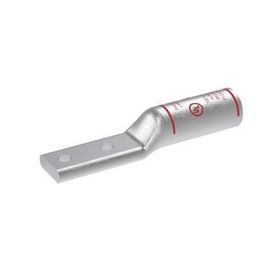 Terminal Conector de Compresión Bimetálica Pan-Lug 750 KCMIL, Aluminio Base con Recubrimiento Estañado, y dos Orificios de 1/2. Tambor con Compuesto que Inhibe el Óxido