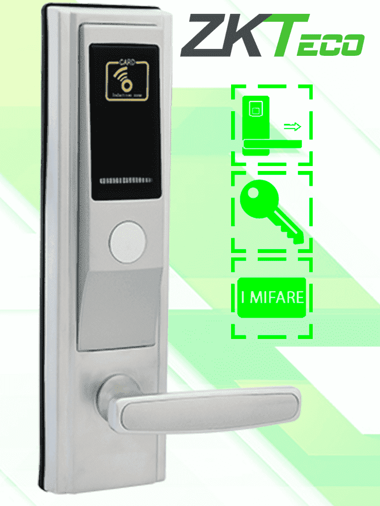 ZKTECO LH3600R - Cerradura Derecha para Hotel con Tecnología Mifare 13.56 MHz, Compatible con Puertas de 35 a 55 mm de Grosor, Estándar Americano, con 5 Pestillos de Seguridad MCI2