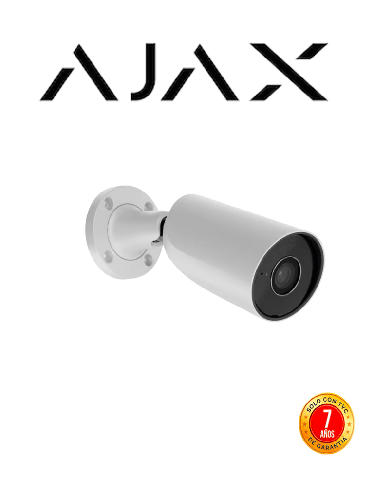 Ajax BulletCam 8 Mp/2.8 mm - Camara IP Bullet 8 Megapixeles con IA y Micrófono/ H.265/ 20 Fps/ Lente de 2.8mm/ Angulo de 100°-110°/ IR DE 35 Mts/ IP65/ PoE/ WDR/HDR. Color Blanco