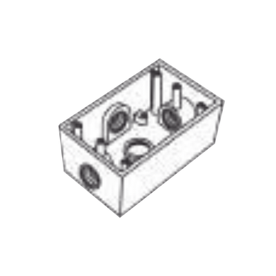 Caja Condulet FS de 1 (25.4 mm) con cuatro bocas a prueba de intemperie.