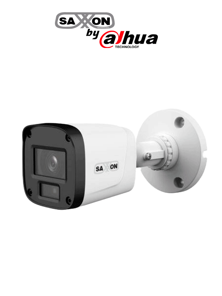 SAXXON SUA-HAC-B20P-0280B- Cámara Tipo Bala de 2 Megapíxeles & 1080P/ Lente de 2.8 mm Con Apertura de Hasta 100°/ Iluminación IR Inteligente de Hasta 20m/ Para Exterior IP67/Material Plástico de Alta Duración/Funcionamiento en Modos CVI & AHD & TVI SAXI