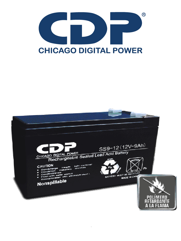 CDP - B-12/9 SLB 12-9 - Bateria de respaldo / 12V a 9A / Libre de mantenimiento / Fácil instalación / Compatible con CCTV y DSC PROMOCDP