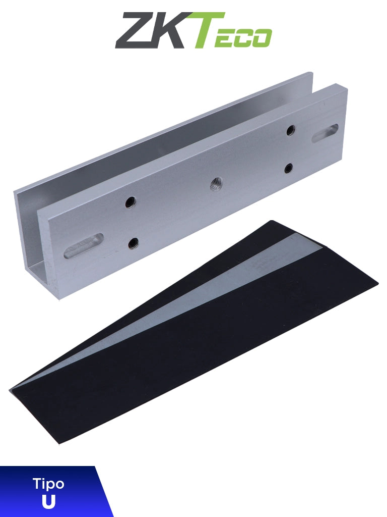 ZKTECO LMB280U - Soporte de Montaje para Puertas de Vidrio sin Marco, Tipo U, Aluminio Anodizado, Compatible con Cerradura Magnética LM200LED