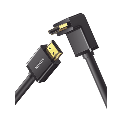 Cable HDMI 2.0 en Angulo de 90° / 2 m / 4K@60Hz / HDR / 3D / HEC (Canal Ethernet HDMI) / ARC (Canal de Retorno de Audio / CEC / 32 canales de Audio / HDCP 2.2 / Dolby Atmos / 18 Gbps / Blindaje Múltiple