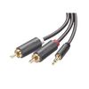 Cable Adaptador de 3.5mm Macho a 2 RCA Macho / 3 Metros / Color Gris / Blindaje Múltiple / ABS / Alta Calidad