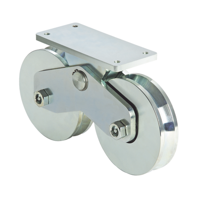 339V - Rueda Doble de 12 cm / Capacidad Para Puertas de hasta 1200 kg / Canal Tipo V