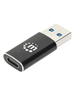 MANHATTAN - 153980 - Adaptador de USB-A a USB-C Gen2 / USB 3.2 Gen 2 Tipo-A Macho a Tipo-C Hembra, 10 Gbps SuperSpeed+ USB, 3 A, Aluminio, Negro