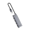 HUB USB-A 3.2 Gen1 4 EN 1 | 4 Puertos USB-A (5Gbps) | Carcasa ABS + PC | Soporta OTG | Luz Indicadora LED | Cable de Nylon Trenzado de 20cm (Mas de 20000 flexiones) | Interfaz Niquelada | Color Gris Metalizado.