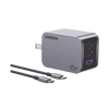 Cargador de 65W serie Nexode Pro | 3 Puertos de Carga Rápida | 2 USB-C | 1 USB-A | Tecnología GaNInfinity | PD3.1 de 65W / QC4.0 | Tecnología de Protección Térmica | Optimiza la Carga | Caja de Aluminio | Incluye Cable U