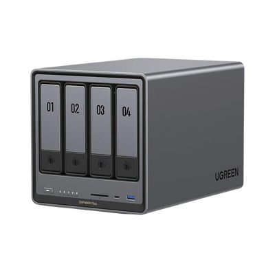 NASync DXP4800 Plus | SO UGOS Pro | Pentium Gold 8505 Intel® Core i5 | 4-Bahias (SATA) hasta 96TB | 2* M.2 SSD hasta 16TB | 8GB DDR5 (Exp. a 64GB) | 2 Ethernet | HDMI 4K | 2* USB2.0 | 1*USB 3.2Gen1 | 1* USB 3.2Gen2 | 1*USB-C 3.2Gen2 | SD 3.0