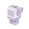 Cargador RobotGaN de 65W Serie UNO | 3 Puertos de Carga Rápida | 2 USB-C | 1 USB-A | PD 3.0 | QC 4.0 | Carga Inteligente | Tecnología GaN II | Zapato Magnético Extraíble | Carcasa Ignifuga | Pantalla LED.