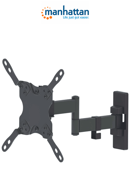 MANHATTAN 461405 - Soporte para Pantallas de 13 a 42 Pulgadas/ 20 Kg de Carga/ Brazo Articulado Doble/ Distancia a la Pared de Hasta 27.3 cm/ Acero Solido/ Ajuste de Inclinación y Angulo/ VESA 75/ 100/ 200x100/ 200/ I&MBFIN