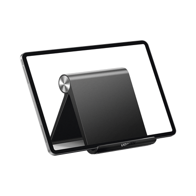 Soporte de Escritorio para Tablet / Ajustable de 0° a 100° / Goma Antiarañazos / Antideslizante / Amplia Compatibilidad con dispositivos de 4'' a 13'' / Plegable / ABS / Color Negro