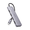 HUB USB-C 3.0 4 EN 1 | 4 Puertos USB-A (5Gbps) | Carcasa ABS + PC | Soporta OTG | Luz Indicadora LED | Compatible con iPhone 15 Pro MAX) | Interfaz Niquelada | Color Gris Metalizado | Cable de 15cm.