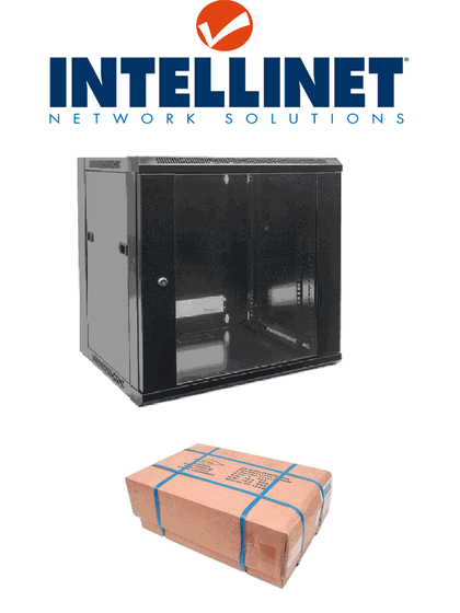 INTELLINET 711951- Gabinete mural de 19 / 15 UR / 570x600mm / Flatpack / Negro / 60 Kg / Puerta de cristal templado / Apertura de más de 180° Sobre Pedido