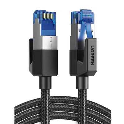 Cable Ethernet Cat8 CLASSâ… F/FTP Redondo con Malla de Nylon 5 Metros