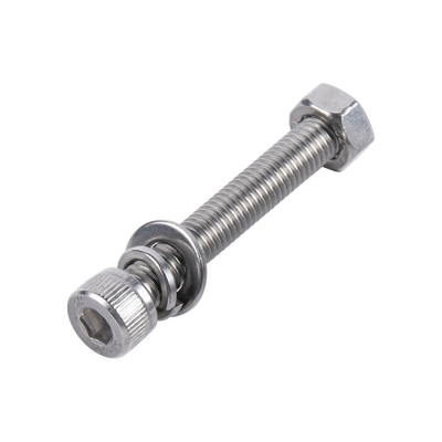 1 Tornillo Allen Milimétrico de Acero Inoxidable M8-1.25 x 20 / Con 1 Tuerca, 1 Arandela de Presión y 1 Plana / Para Montajes de Módulos Foto Voltaicos.