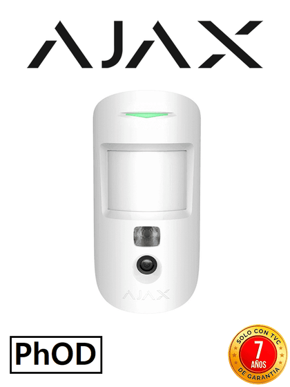 AJAX MotionCam W PhOD - Detector de movimiento con Verificación fotográfica y con la función de mandar imágenes sobre demanda. Color Blanco VIVESEGURO