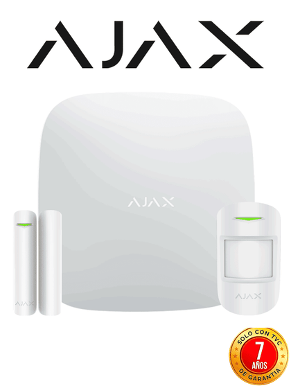 AJAX KIT BASIC - Panel de alarma Hub 4G conexión Ethernet y una ranura sim 4G / APP “AJAX PRO” iOS y Android , 1 sensor de movimiento y 1 detector de puerta o ventana con entrada auxiliar en color blanco AJAXBDAYS