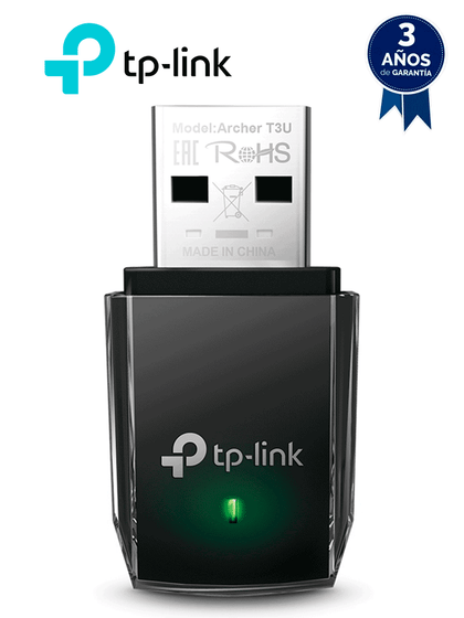 TP-LINK ARCHER T3U - Adaptador USB Mini Doble Banda Inalámbrico AC1300 , AC1300 400 Mpbs en la banda de 2.4GHz y 867 Mbps en la banda de 5GHz de velocidad inalámbrica con la próxima generación de Wi-Fi - 802.11ac , MU-MIMO , Puerto USB 3.0. TP9