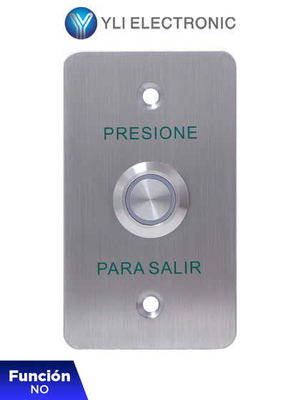 YLI YWP880BLED - Botón de Salida Mecánico, Indicador LED Verde, Acero Inoxidable, 5-24 VCC, Función NO, Índice Protección IP68 HD5