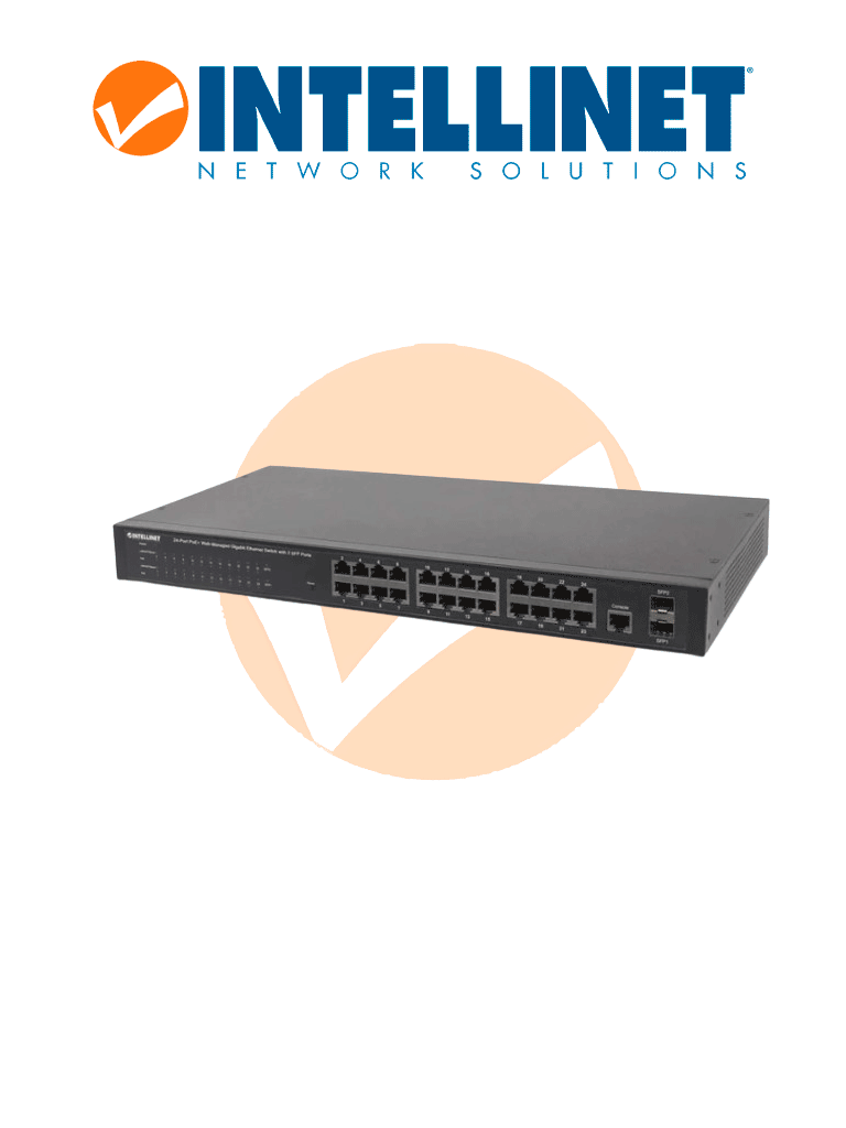 INTELLINET 560559 - Switch Administrable por Web Gigabit Ethernet de 24 puertos PoE+ y 2 puertos SFP / 24 puertos PoE / Power over Ethernet estándares IEEE 802.3at/af PoE+/ PoE, 2 puertos SFP, Endspan, para montaje en rack de 19