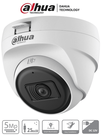 DAHUA HAC-T1A51N-U-28-S2 - Cámara Domo de 5 Megapixeles/ Lente de 2.8mm/ 106 Grados de Apertura/ IR de 25 Mts/ Uso Interior/ Soporta HDCVI/AHD/TVI y CBVS/ LoNuevo M1
