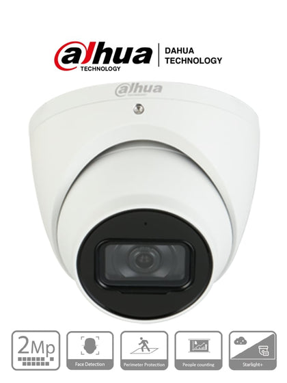 DAHUA IPC-HDW5241TMN-ASE-0280B - Cámara IP Domo Resolución de 2 MP/ Lente 2.8 mm/ ∢ 106°/ IR 50 mts/ IA WizMind/ Detección Facial/ Protección Perimetral/ Conteo de Personas/ Starlight/ PoE/ WDR/ H.265/ IP67/ Micrófono/