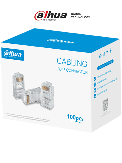 DAHUA DH-PFM976-531 - Caja con 100 Plugs RJ45 Cat5e/ Chapado de Oro de 15 U/ Clasificación de Resistencia al Fuego UL94V-2/ LoNuevo CONEEN