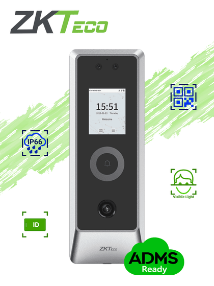 ZKTECO PROMAQR - Control de Acceso Facial / QR / Exterior IP66 / IK07 / 30,000 Rostros / 50,000 Tarjetas 125 Khz BSEP VIVA MCI2