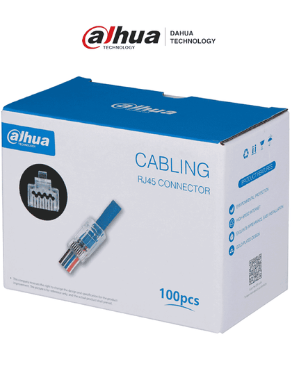 DAHUA DH-PFM976-631-PT - Caja con 100 Plugs Pass through RJ45 Cat6/ Chapado de Oro de 15 U/ Clasificación de Resistencia al Fuego UL94V-2 / LoNuevo CONEEN