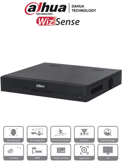 DAHUA NVR4416-16P-EI - NVR de 8 MP /16 Canales IP/ WizSense/ 4k con IA/ 16 Puertos PoE af/at/ 4 Bahias para Discos Duros/ 1 Canal de Reconocimiento Facial por NVR/ 4 Ch con SMD Plus/ Soporta Cámaras con IA/ 10 Bases de Datos de Rostros NVF IMD