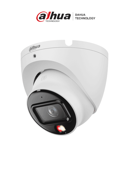 DAHUA DH-IPC-HDW1839TP-A-IL-0280B-S6 - Cámara IP Domo de 8MP con resolución 4K, lente de 2.8 mm y ángulo de visión de 105°. Equipado con iluminador dual, micrófono integrado, IR de 30m, DWDR, H.265, PoE. protección IP67.