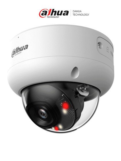 DAHUA DH-IPC-HDBW3449E-AS-IL - Cámara IP Domo Antivandálica de 4 Megapíxeles con Iluminador dual/ WizSense/ Lente de 2.8 mm/ 107 Grados de Apertura/ IR de 50 Metros/ SMD 4.0/ AI SSA/ 1 E&S de Alarma y Audio/ Ranura para MicroSD/ IP67/ IK10/ PoE/ MCI1
