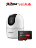 DAHUA DH-H3A - Cámara IP Domo Motorizado Wifi de 3 Megapíxeles con IA, autotracking, audio bidireccional micrófono y altavoz, sirena integrada, IR de 10 m, detección de humanos y ranura MicroSD + Memoria SC QD111 MICRO SDHC 32GB