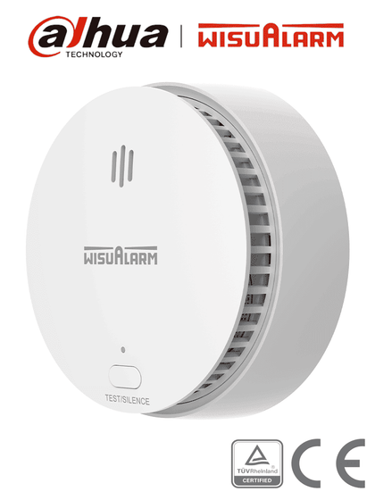 DAHUA WISUALARM HY-SA20A - Detector de Humo Standalone Autonomo, Sensor Fotoeléctrico, Sonido de Alarma de 85dB, Alarma Visual y Audible, Durabilidad de Batería hasta 10 años, Certificaciones TÜV and CE, LoNuevo Wisualarm MCI1 WR